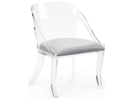Williams Clear Acrylic Accent Chair with Removable Gray Cushion