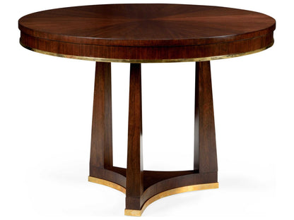 Wesley 42-Inch Square Entry Table Walnut Veneer with Brass Trim