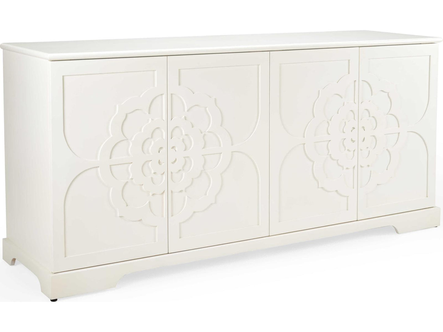 Dickinson White Buffet Cabinet with Geometric Trellis Overlay