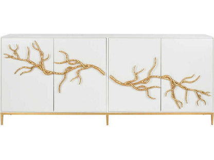 Shayla Copas White Wood Branch Sideboard Gold Accent