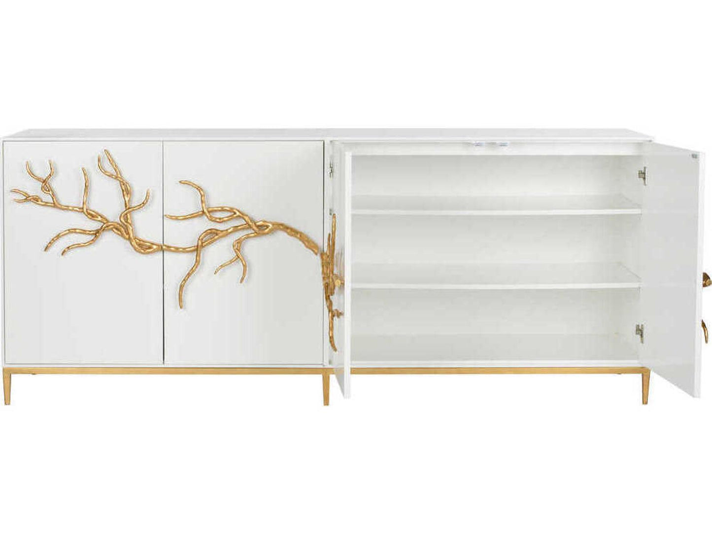 Shayla Copas White Wood Branch Sideboard Gold Accent