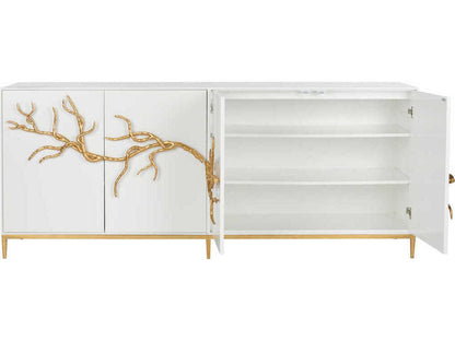 Shayla Copas White Wood Branch Sideboard Gold Accent