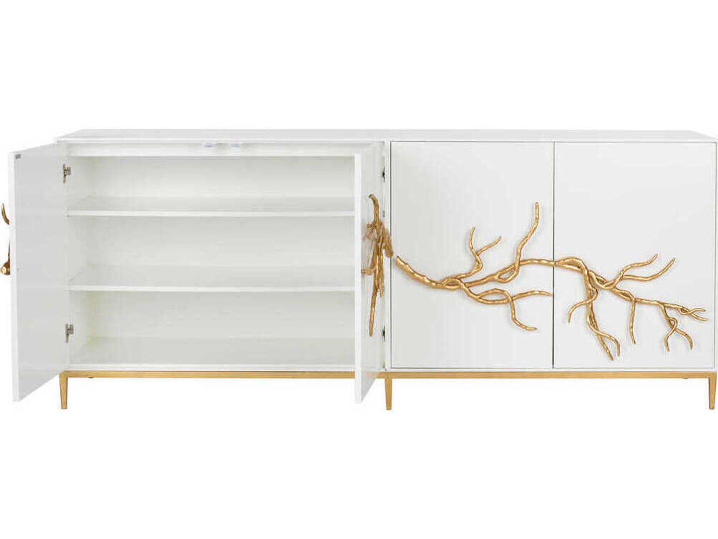 Shayla Copas White Wood Branch Sideboard Gold Accent
