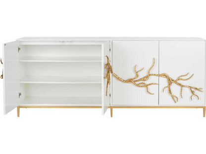 Shayla Copas White Wood Branch Sideboard Gold Accent