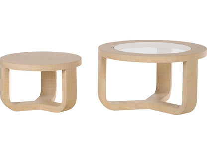 Round Glass White Cream Coffee Table