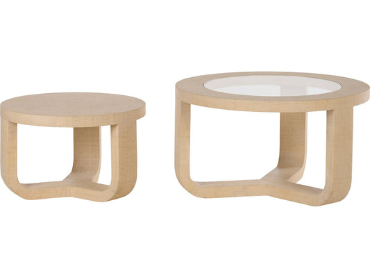 Round Glass White Cream Coffee Table