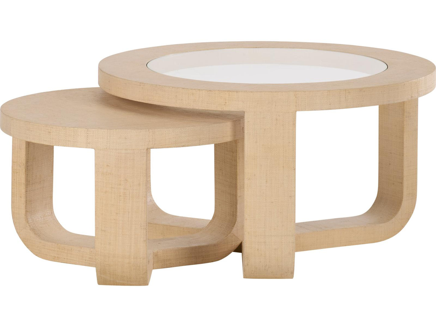 Round Glass White Cream Coffee Table