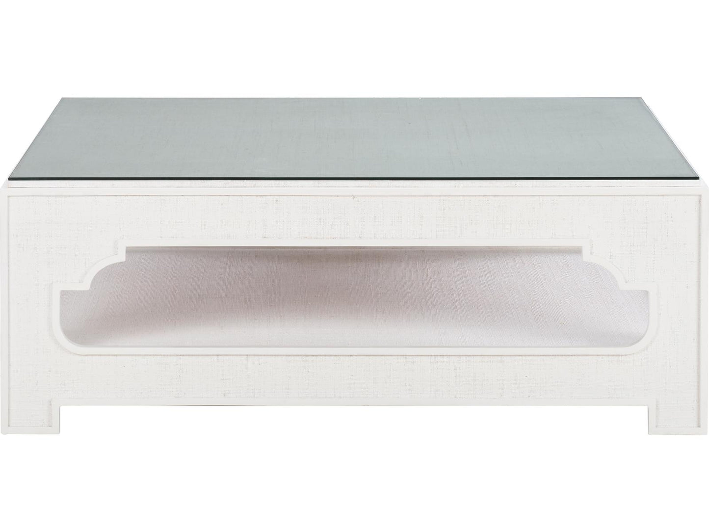 Jamie Merida Square Glass White Cream Coffee Table