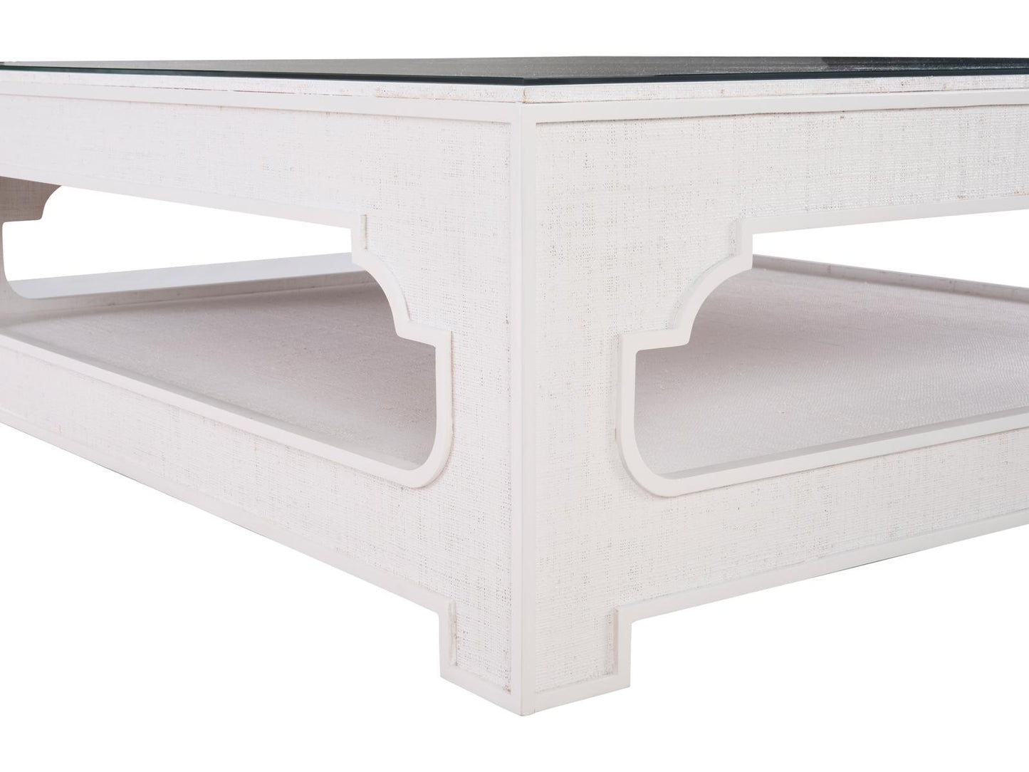 Jamie Merida Square Glass White Cream Coffee Table
