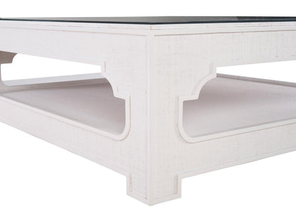 Jamie Merida Square Glass White Cream Coffee Table