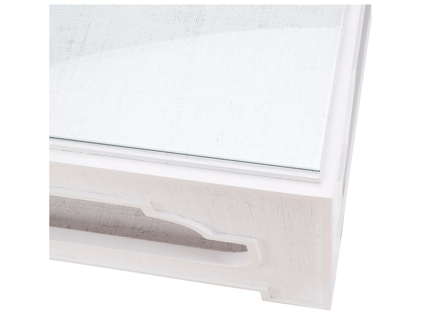 Jamie Merida Square Glass White Cream Coffee Table