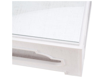 Jamie Merida Square Glass White Cream Coffee Table