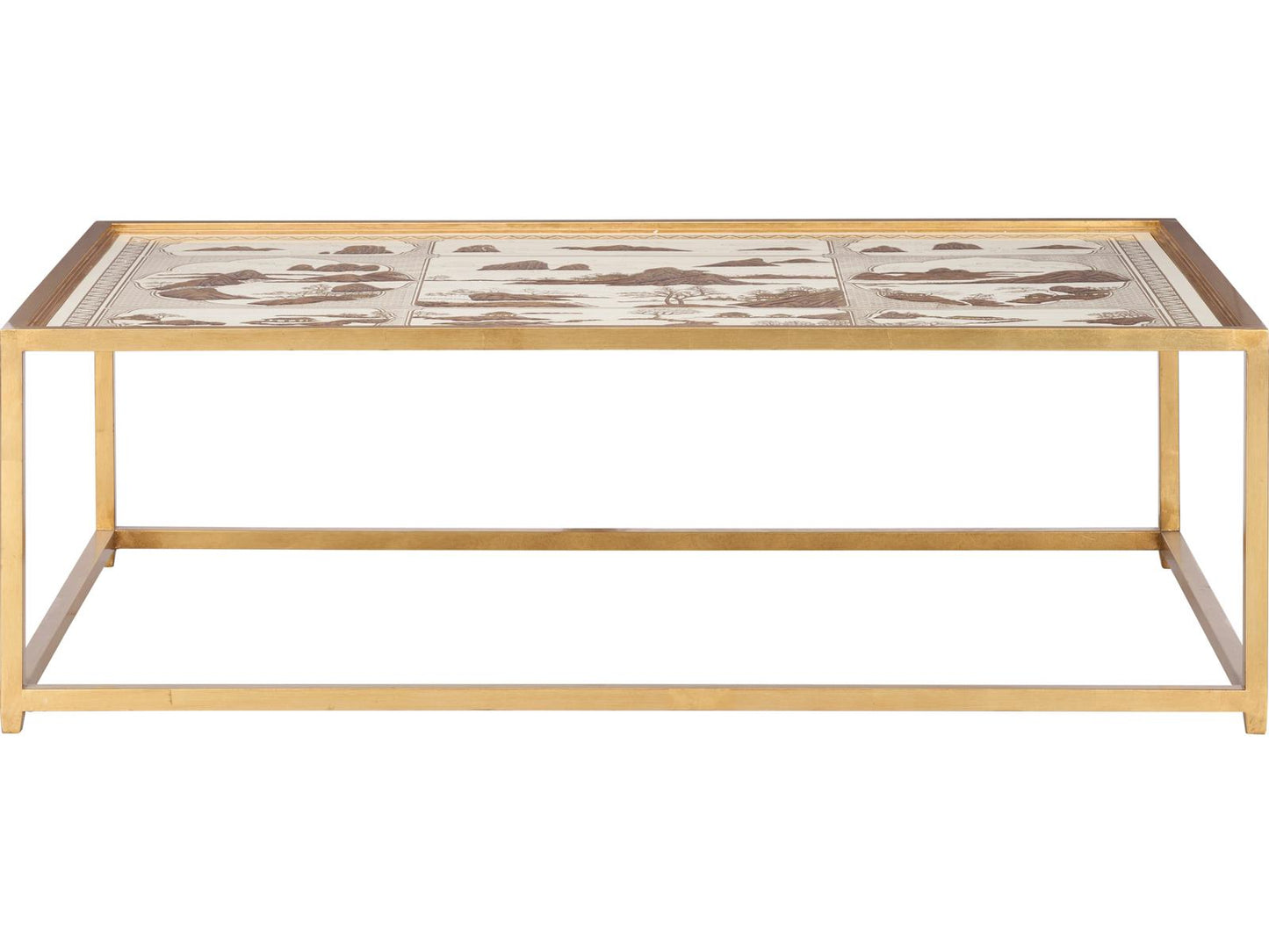Jamie Merida Rectangular Glass Gold Coffee Table