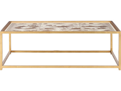 Jamie Merida Rectangular Glass Gold Coffee Table
