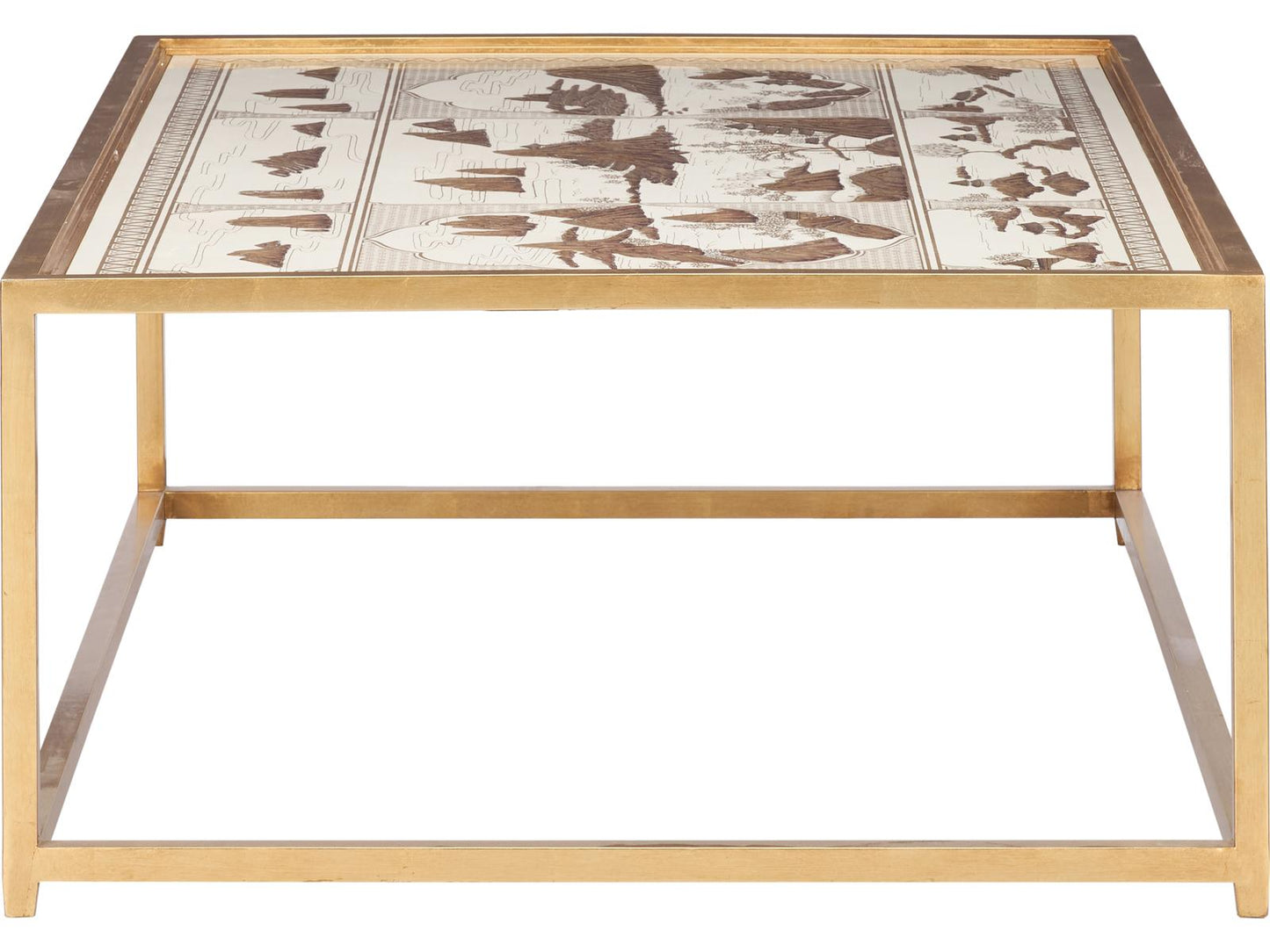 Jamie Merida Rectangular Glass Gold Coffee Table