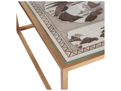 Jamie Merida Rectangular Glass Gold Coffee Table