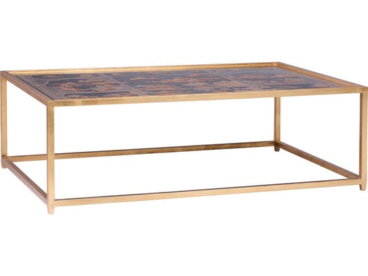 Jamie Merida Rectangular Glass Gold Coffee Table