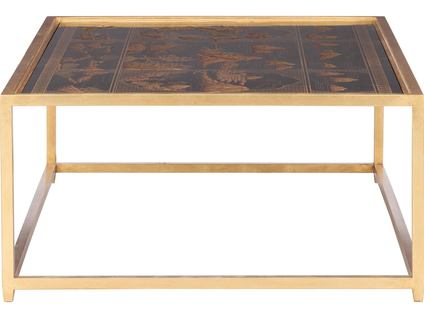 Jamie Merida Rectangular Glass Gold Coffee Table