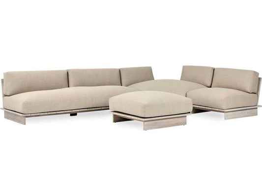 Livia 3-Piece Outdoor Teak Sectional Sofa in Taupe