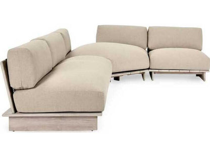 Livia 3-Piece Outdoor Teak Sectional Sofa in Taupe