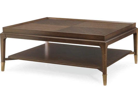 Bridgeton Rectangle Cocktail Table with Open Shelf and Brass Ferrules