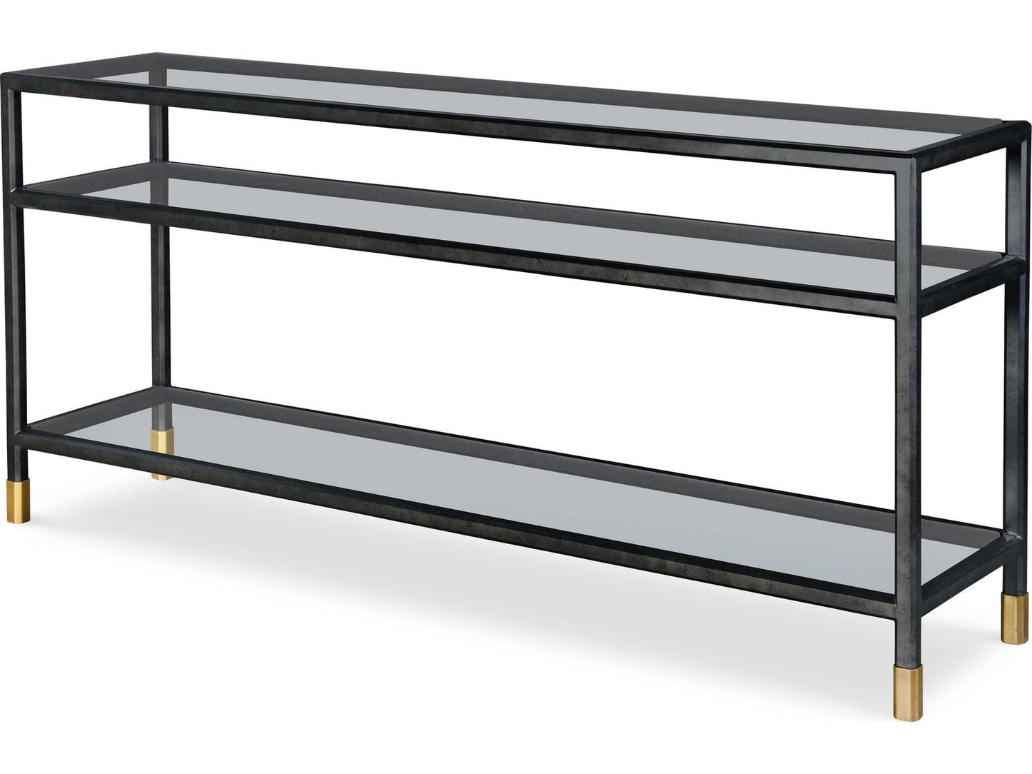 Thomas O'Brien Jennings Glass Console Table in Black and Gold
