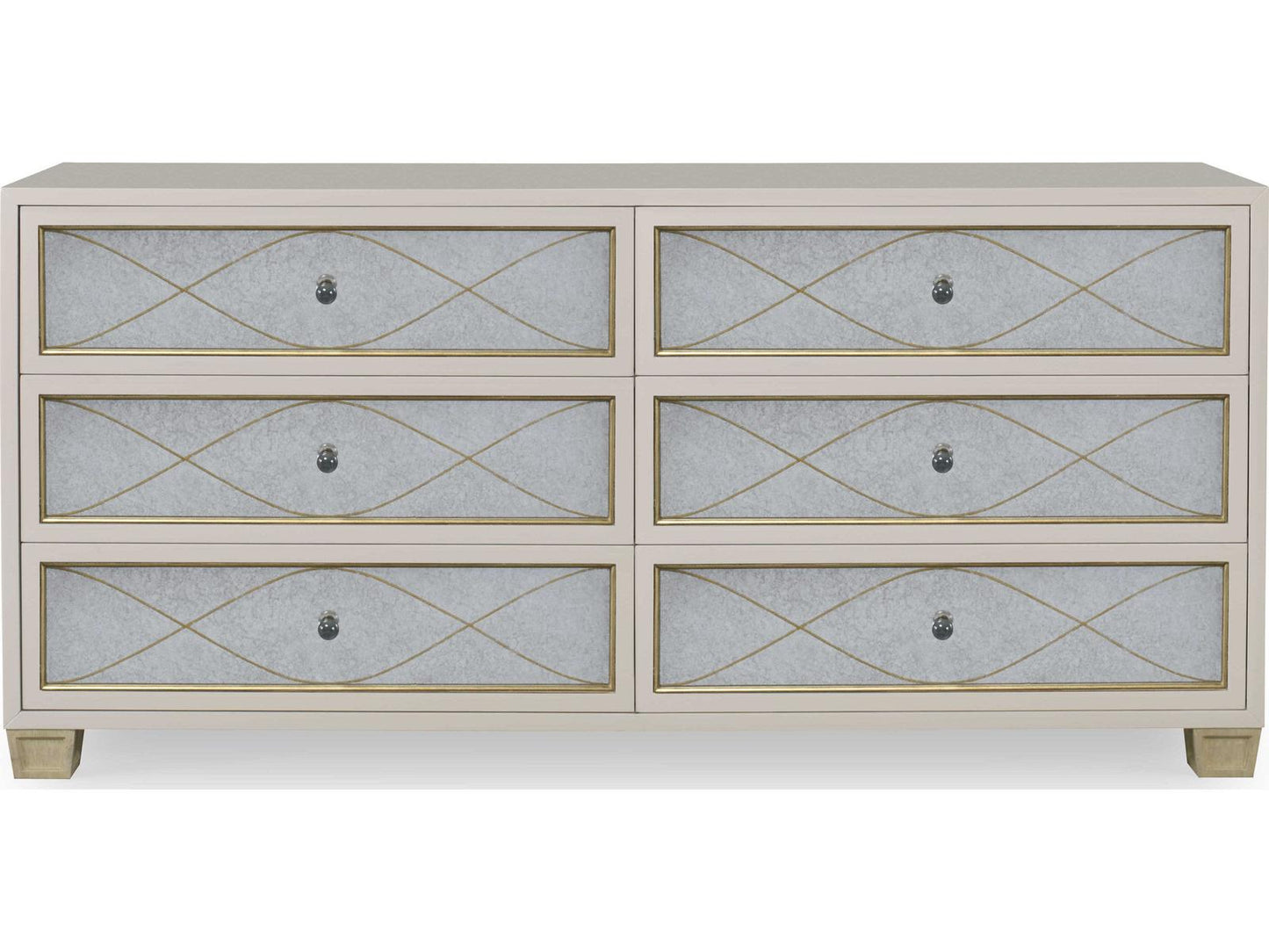 Avery 6-Drawer Dresser with Verre Eglomise Mirror Fronts