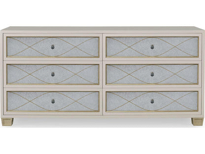 Avery 6-Drawer Dresser with Verre Eglomise Mirror Fronts