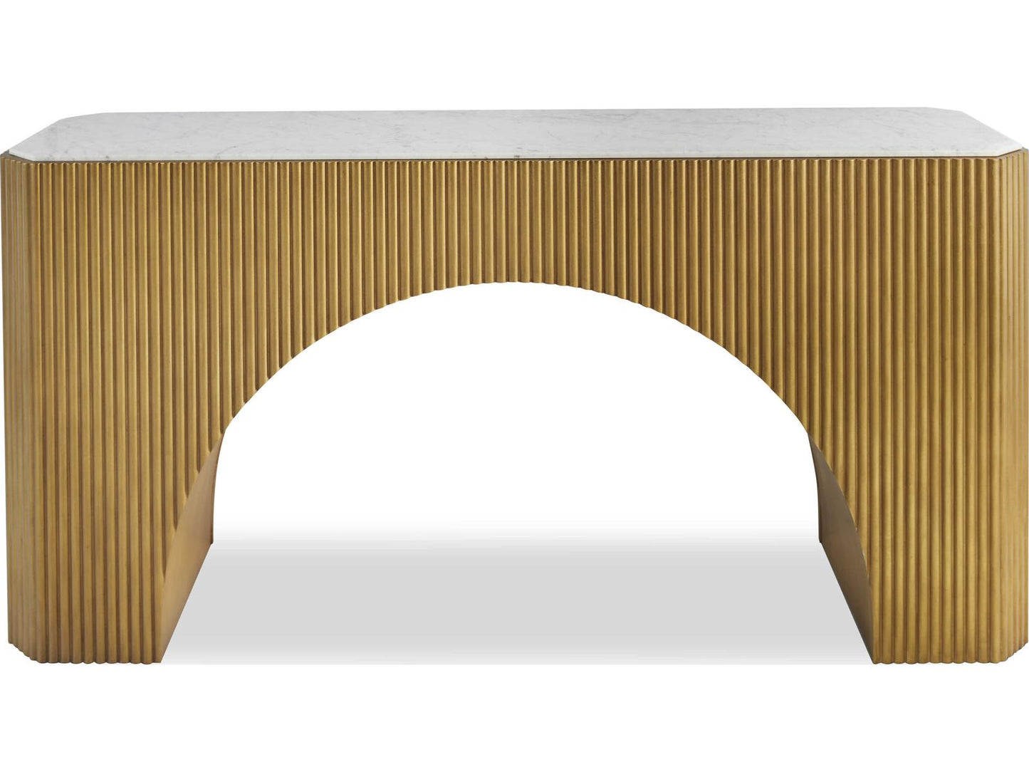 Compositions Console Table Gold Leaf with Marble Top