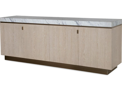 Cadence Credenza with Carrara Marble Top in Sand Cerused