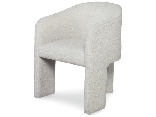 Cadence Open Leg Upholstered Dining Armchair in Off-White Boucle Fabric