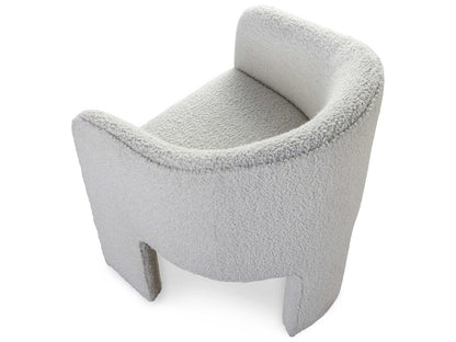 Cadence Open Leg Upholstered Dining Armchair in Off-White Boucle Fabric