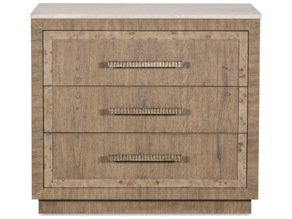 Monterey 3-Drawer Nightstand with Travertine Top in Hawthorne Light