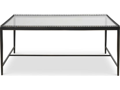 Logan Square Square Cocktail Table with Bronze Metal Frame and Tempered Glass Top