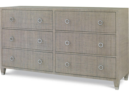 Charleston 6-Drawer Dresser French Grey Raffia