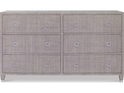 Charleston 6-Drawer Dresser French Grey Raffia