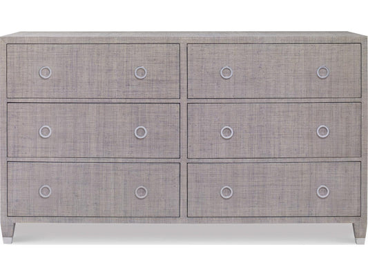 Charleston 6-Drawer Dresser French Grey Raffia