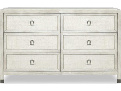 Curate Atlas Six Drawer Dresser in Off White with Raffia