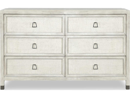 Curate Atlas Six Drawer Dresser in Off White with Raffia