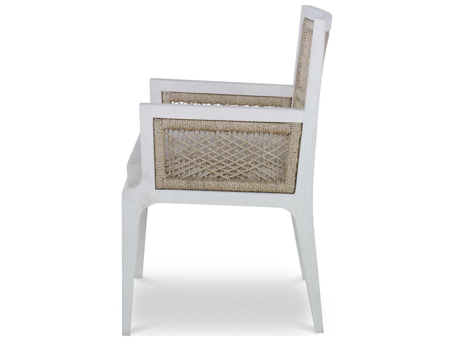 Curate Hardwood White Upholstered Arm Dining Chair
