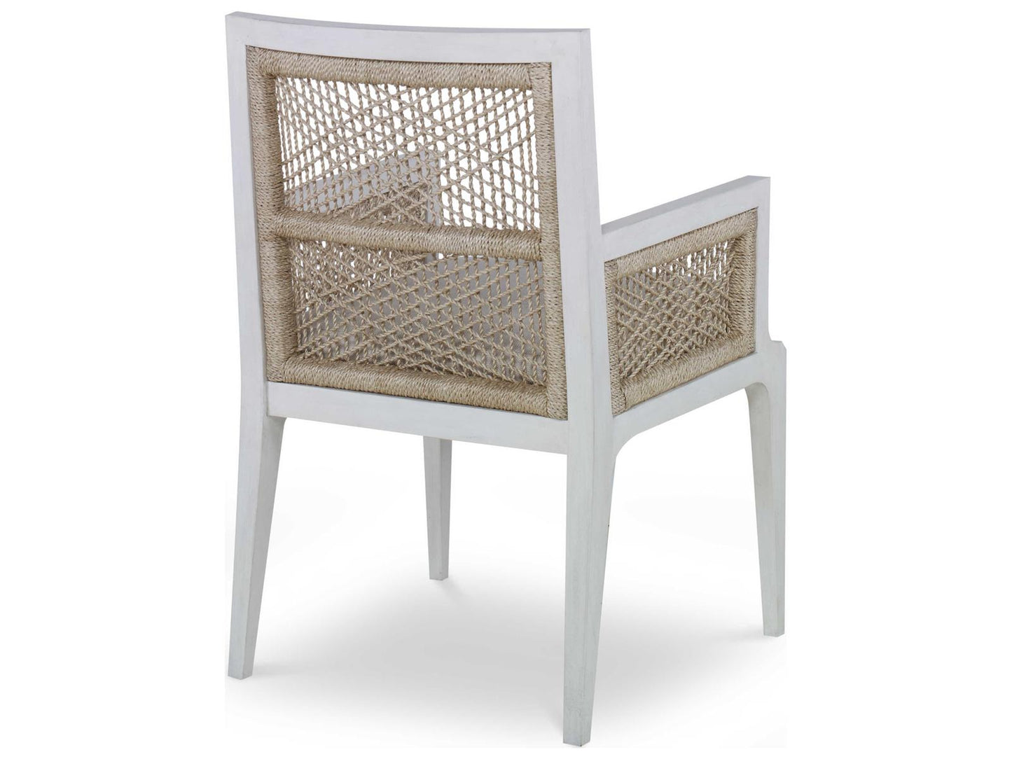 Curate Hardwood White Upholstered Arm Dining Chair