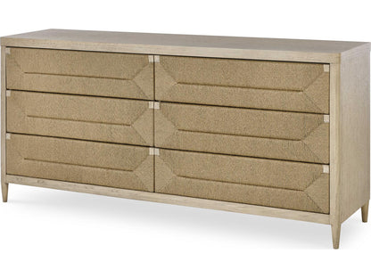 Palmetto Six Drawer Dresser with Abaca Rope Panels and Grey Wash