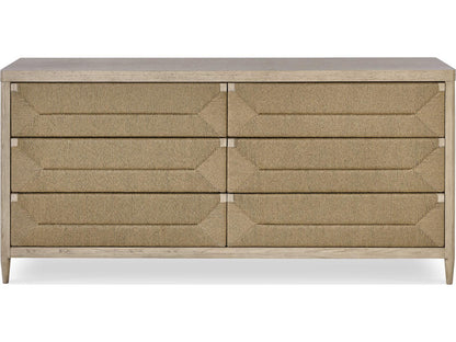Palmetto Six Drawer Dresser with Abaca Rope Panels and Grey Wash