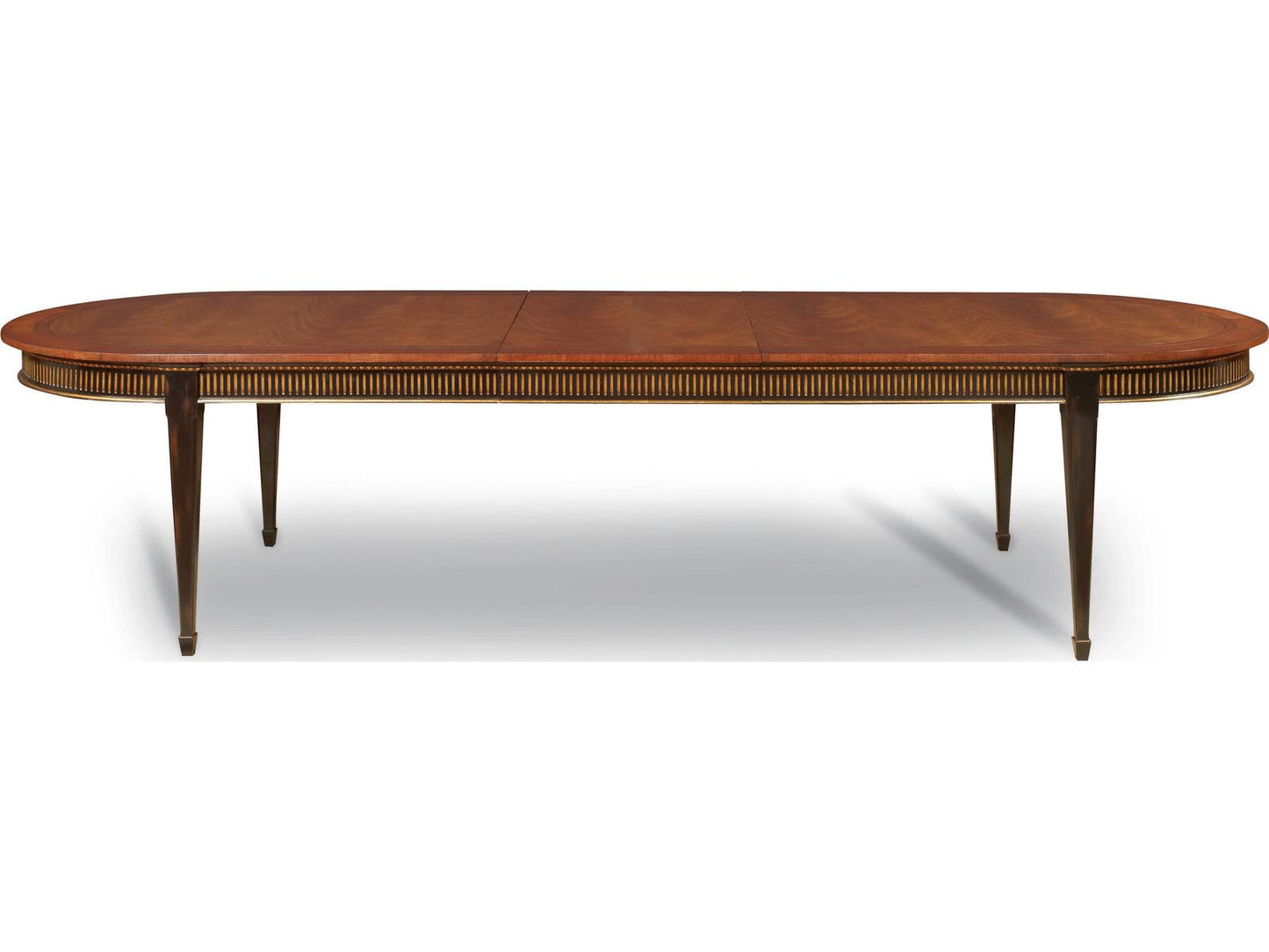 Monarch Barrington Oval Dining Table in Distressed Black and Gold with Mahogany Top