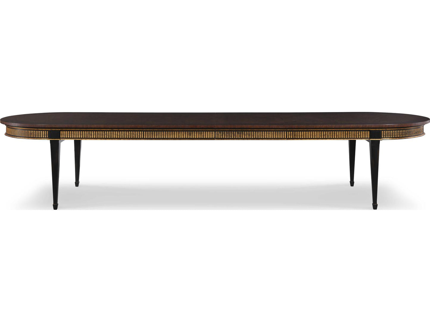 Monarch Barrington Oval Dining Table in Distressed Black and Gold with Mahogany Top