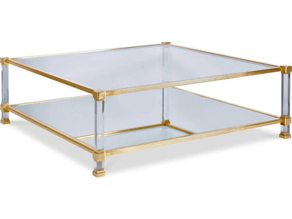 Gwyneth Square Cocktail Table Monarch Collection in Satin Brass and Acrylic