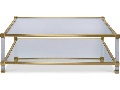 Gwyneth Square Cocktail Table Monarch Collection in Satin Brass and Acrylic