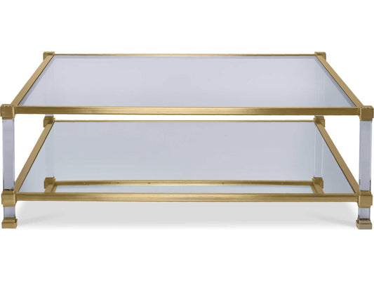 Gwyneth Square Cocktail Table Monarch Collection in Satin Brass and Acrylic