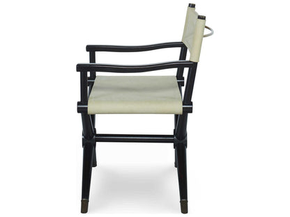 Minnelli Upholstered Leather Dining Arm Chair in Coconut and Black
