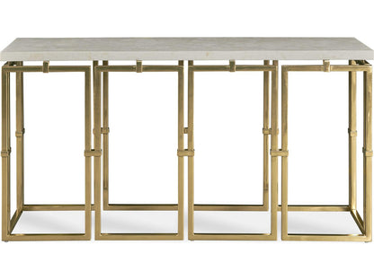 Grand Tour Links Console Table with Crystal Stone and Antique Brass